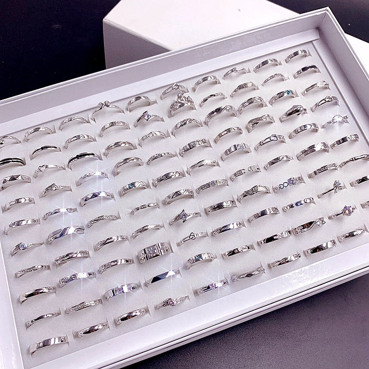 Wholesale 10pcs Simple Light Luxury Fashion Geometric Zircon Ring