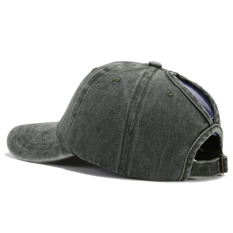 Wholesale Rockery Embroidery Washed Cotton Ponytail Baseball Cap