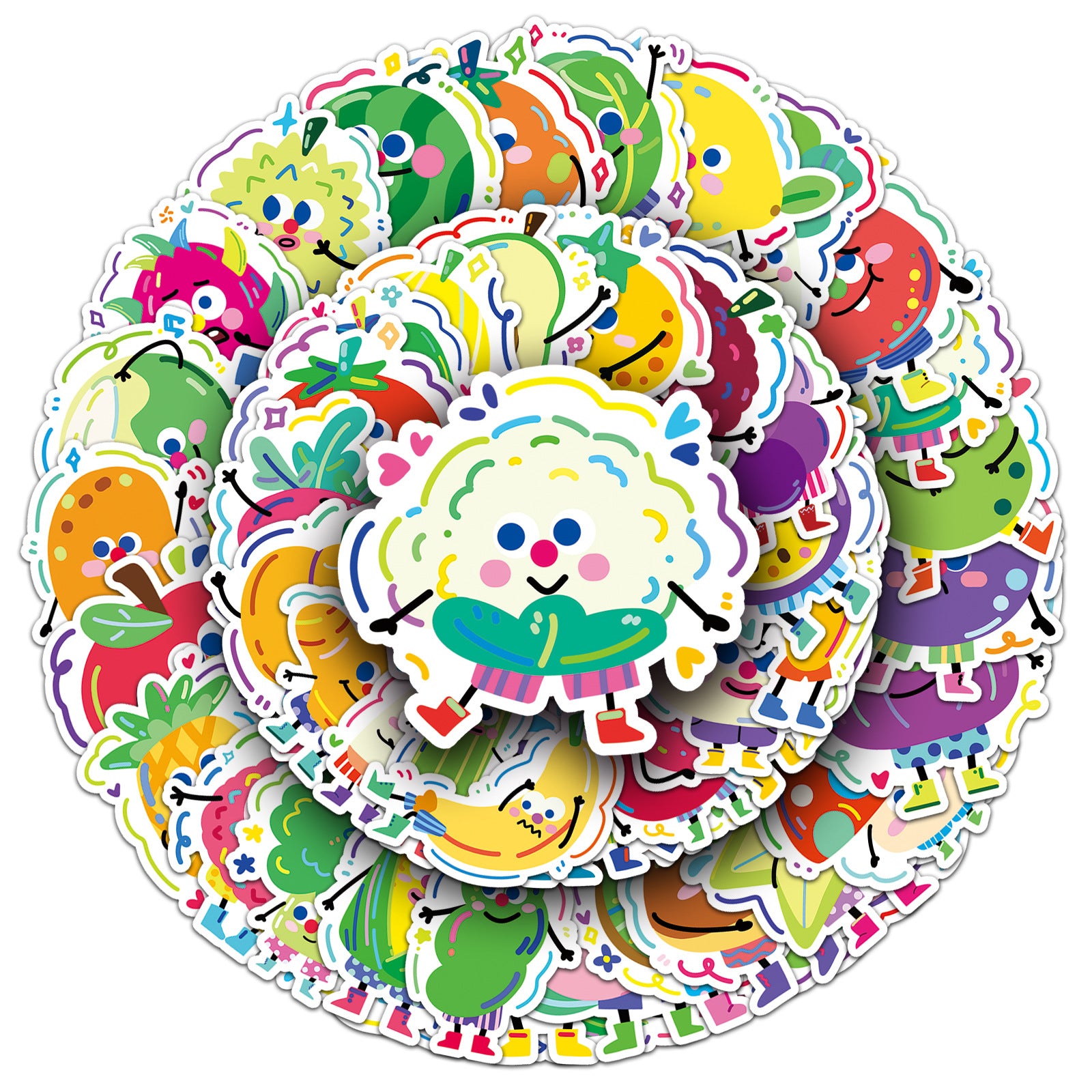 Wholesale 50 pieces of fruit and vegetable stickers graffiti cute cartoon book stickers