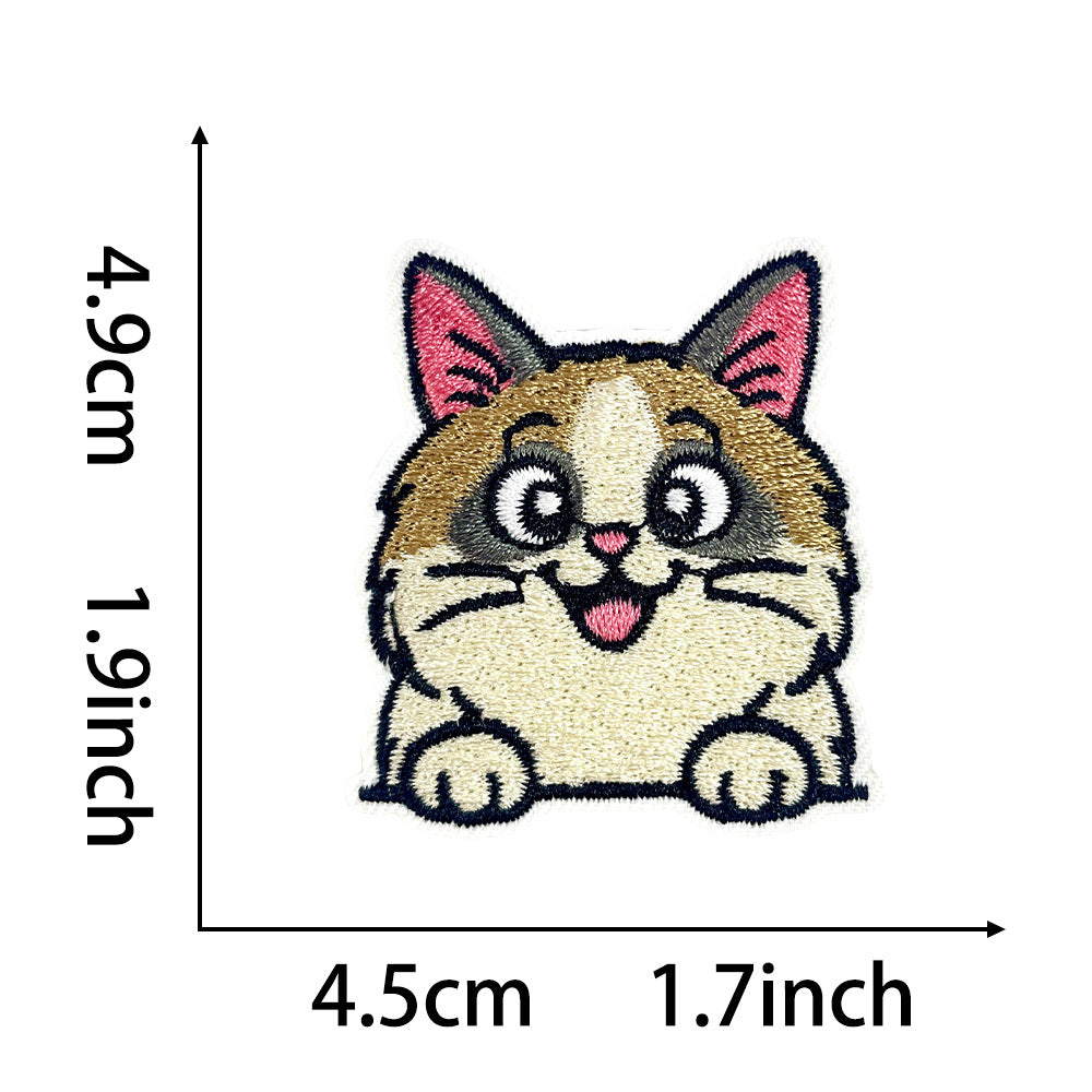 Wholesale 10Pc Cute Cat Embroidery Patches Iron On Adhesive Appliques With Fun Cat Expressions For Coats And Casual Decor OLY Exclusive
