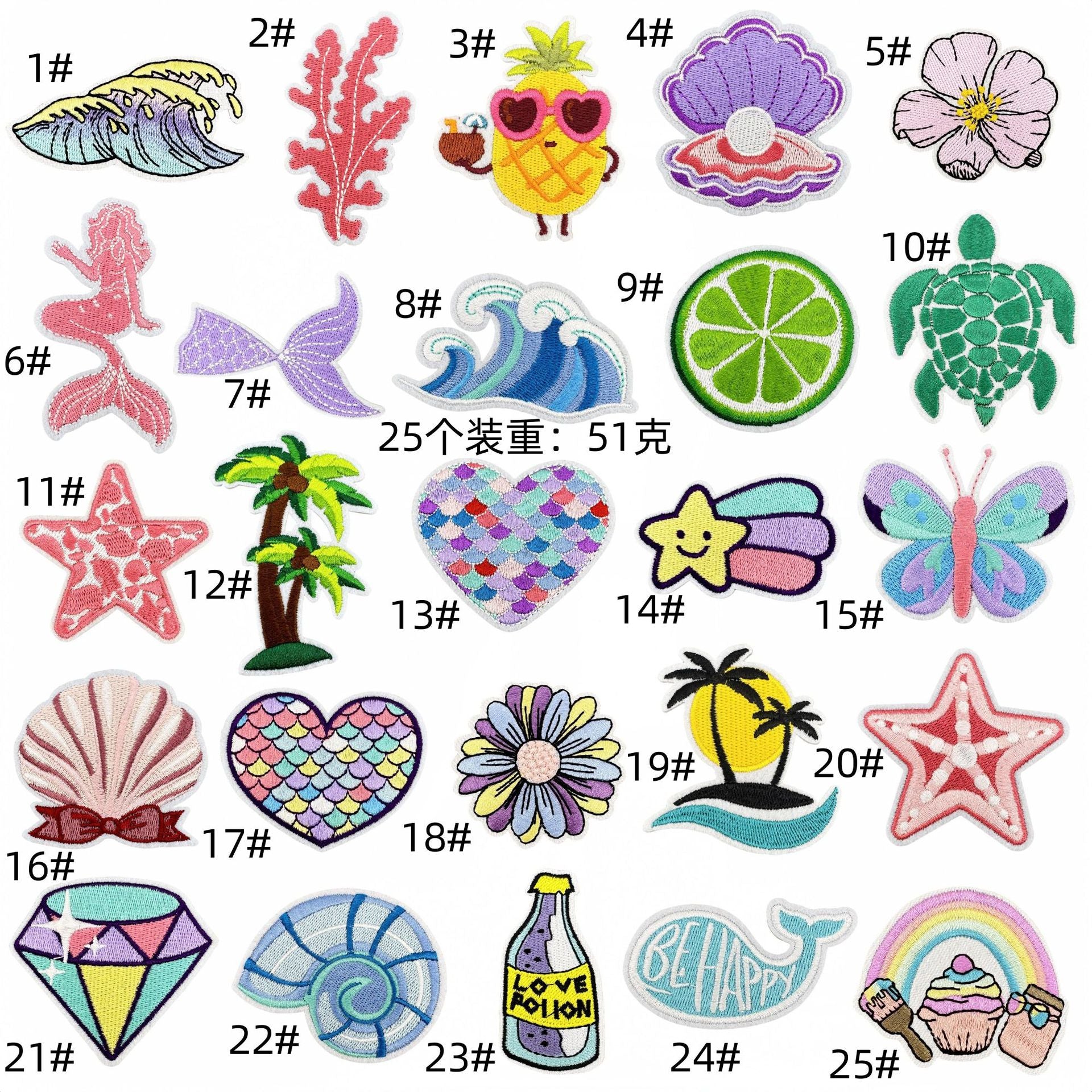 Wholesale  Cartoon Mermaid Embroidery  Summer Cloth DIY Patches