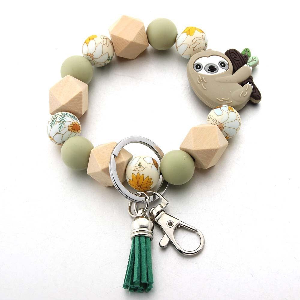 Wholesale Cartoon Sloth Silicone Beads Animal Keychain