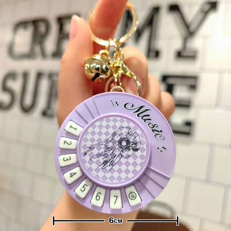 Wholesale Creative Girl Round Piano Plastic Keychains