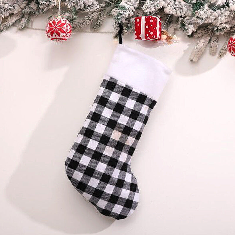 Wholesale Christmas Decorations, Red and Black Plaid Plush Christmas Socks