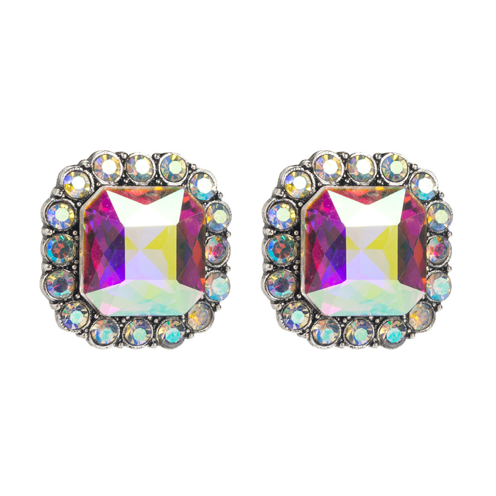 Wholesale Women's square diamond crystal earrings