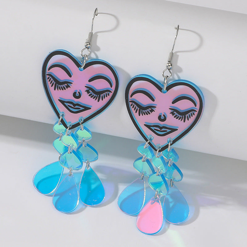 Wholesale Acrylic Valentine's Day Crying Water Drop Love Earrings