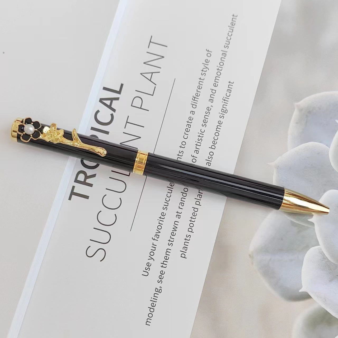 Wholesale Colored flower inlaid with pearl metal pen