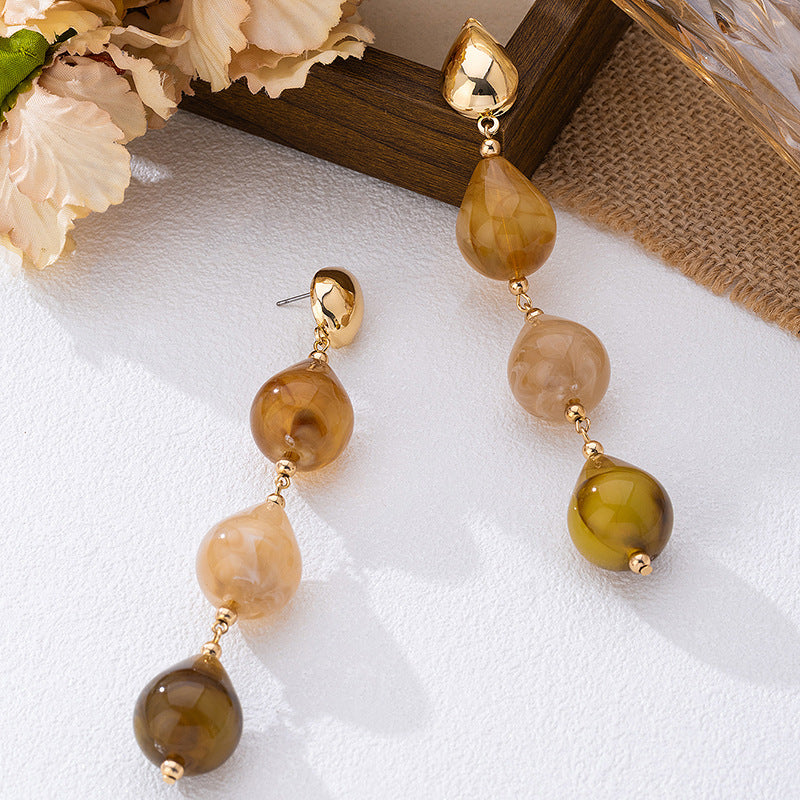Wholesale Acrylic Resin Water Drop Tassel Earrings For Women Minimalist Chic Fashion Accessory Party Gift