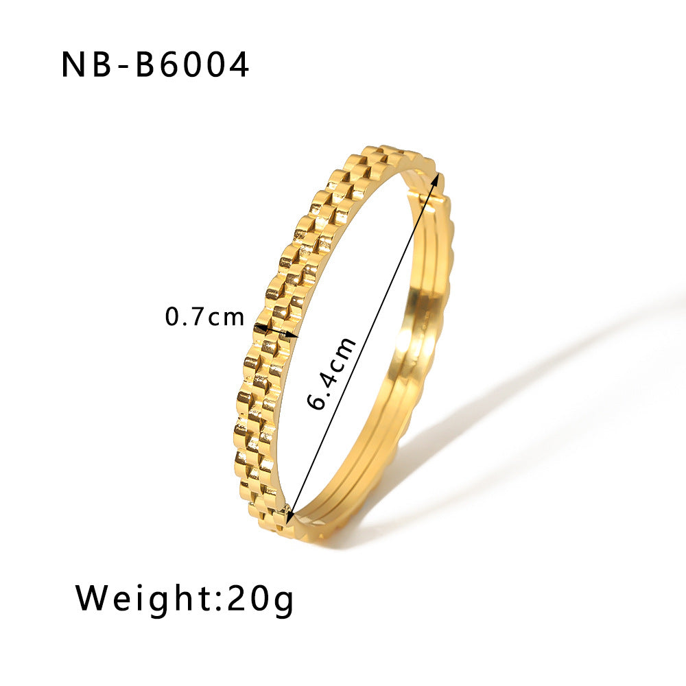 Wholesale Zircon Roman Numeral Diamond Five-pointed Star Stainless Steel Gold Plated Bracelet