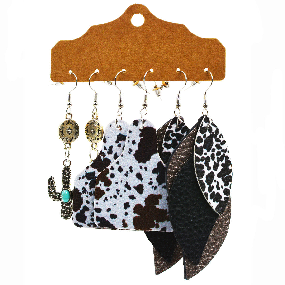 Wholesale Multi-layered Leather Earrings Symmetrical Love Earrings