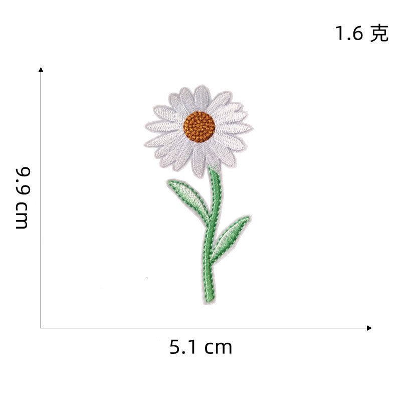 Wholesale Polyester Embroidered Flower Patches Cartoon Bee Sunflower DIY Clothing Decor Resale Accessory
