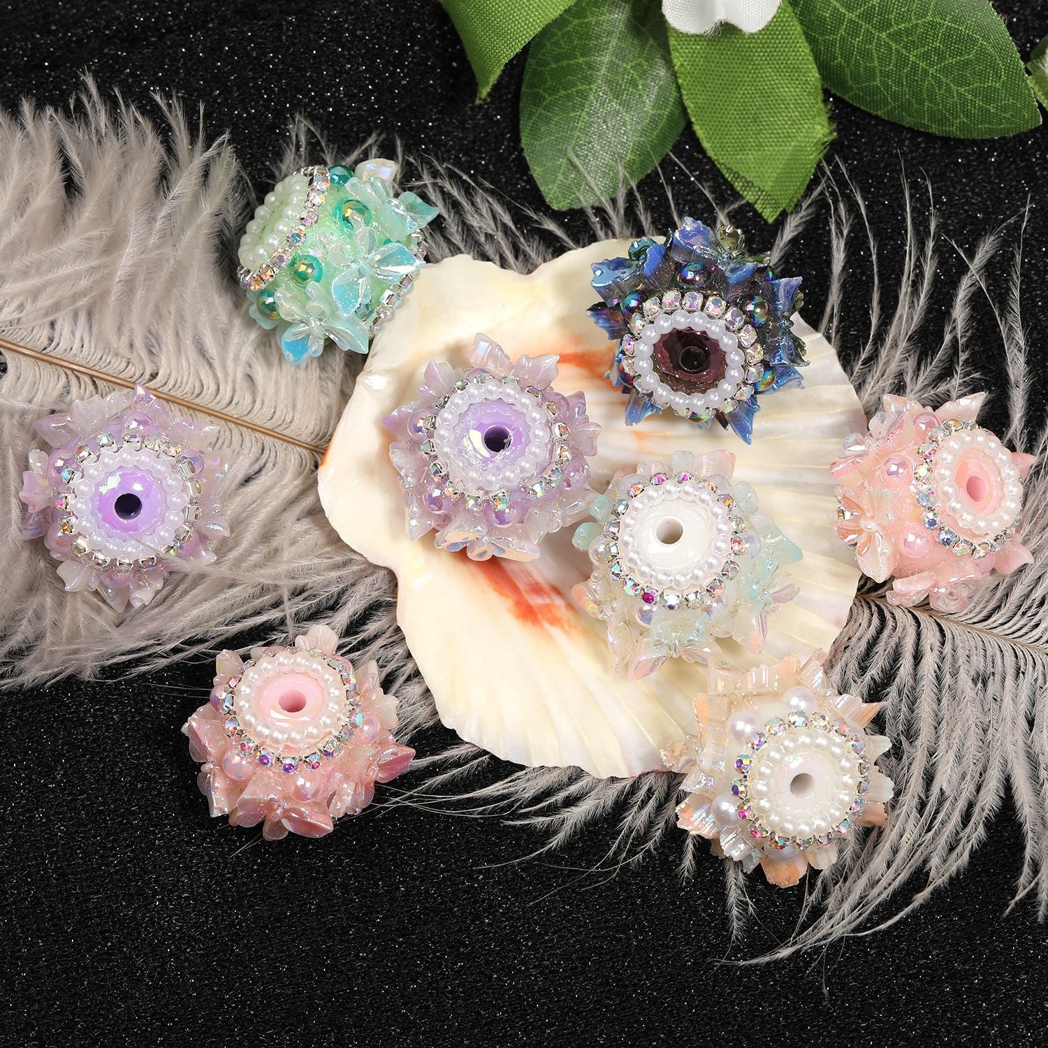 Wholesale 10pcs/pack Heavy-duty butterfly pearl rhinestone DIY beads