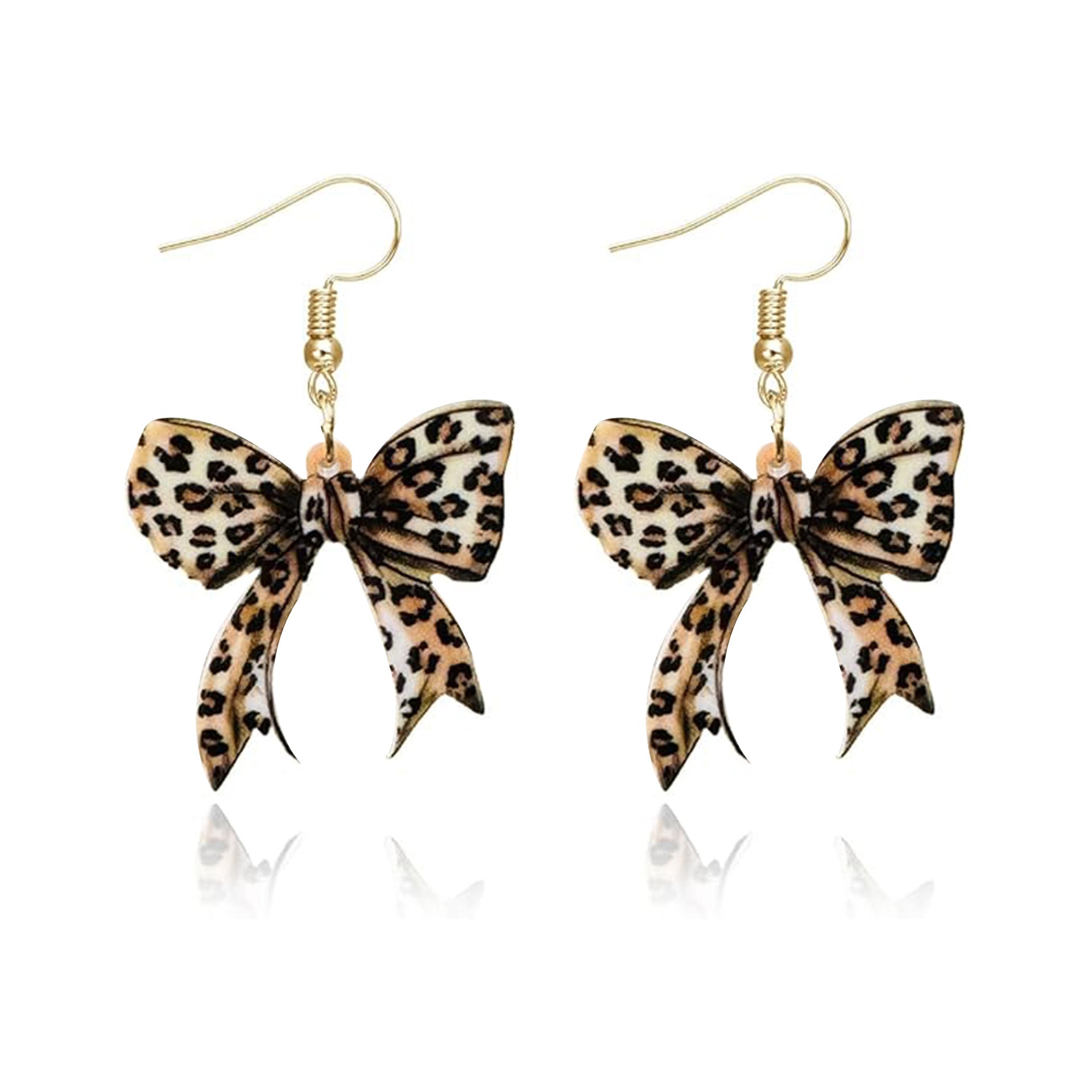 Wholesale Creative leopard print bow acrylic earrings