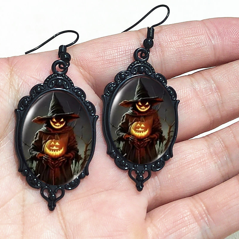 Wholesale Vintage Gothic Bat  Flower Halloween Pendant Earrings