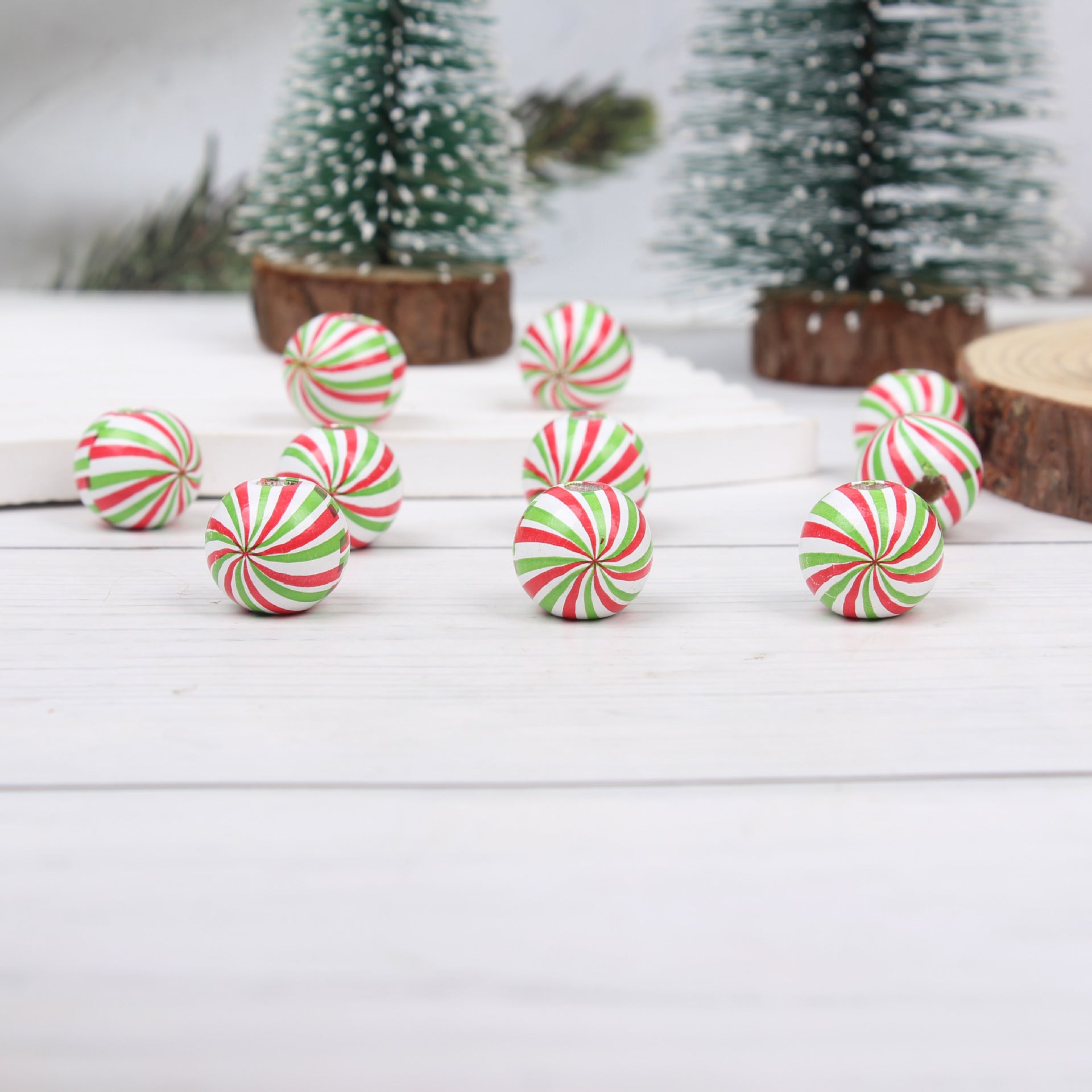 Wholesale 20pcs Christmas Candy Windmill Hemp Rope Accessories Wooden Beads