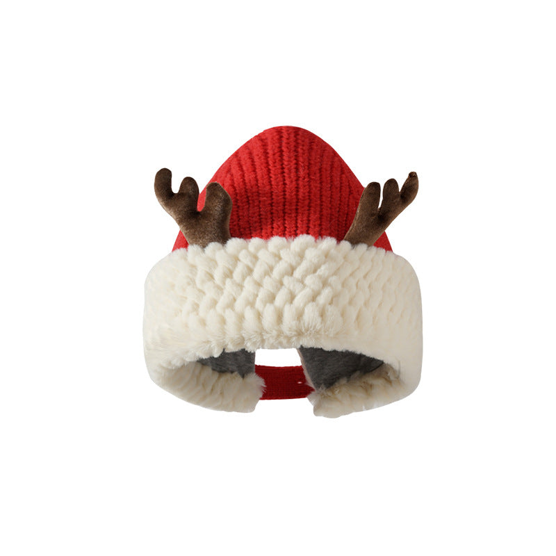 Wholesale Christmas Deer Antler Plush Knitted Hat