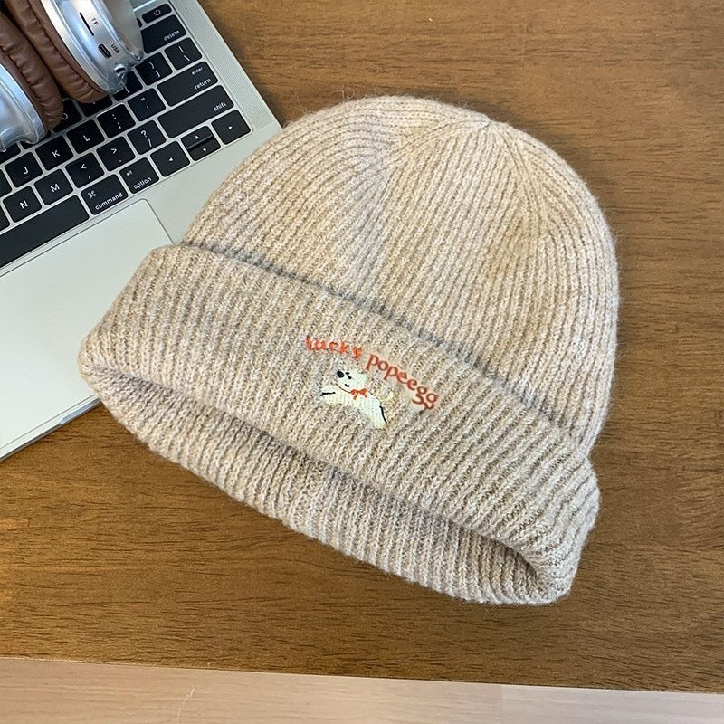 Wholesale Cute puppy embroidered warm woolen hat Beanie