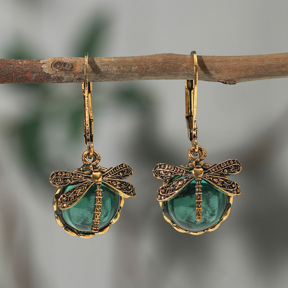 Wholesale Vintage Dragonfly Green Bohemian Earrings