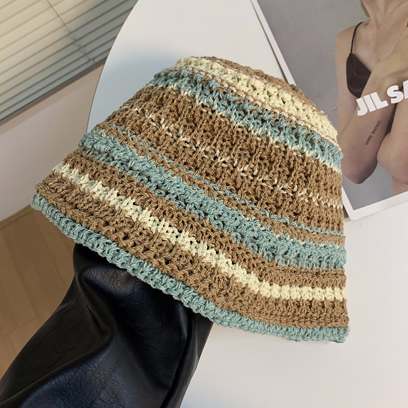 Wholesale Knitted Straw Hollow Bucket Hat