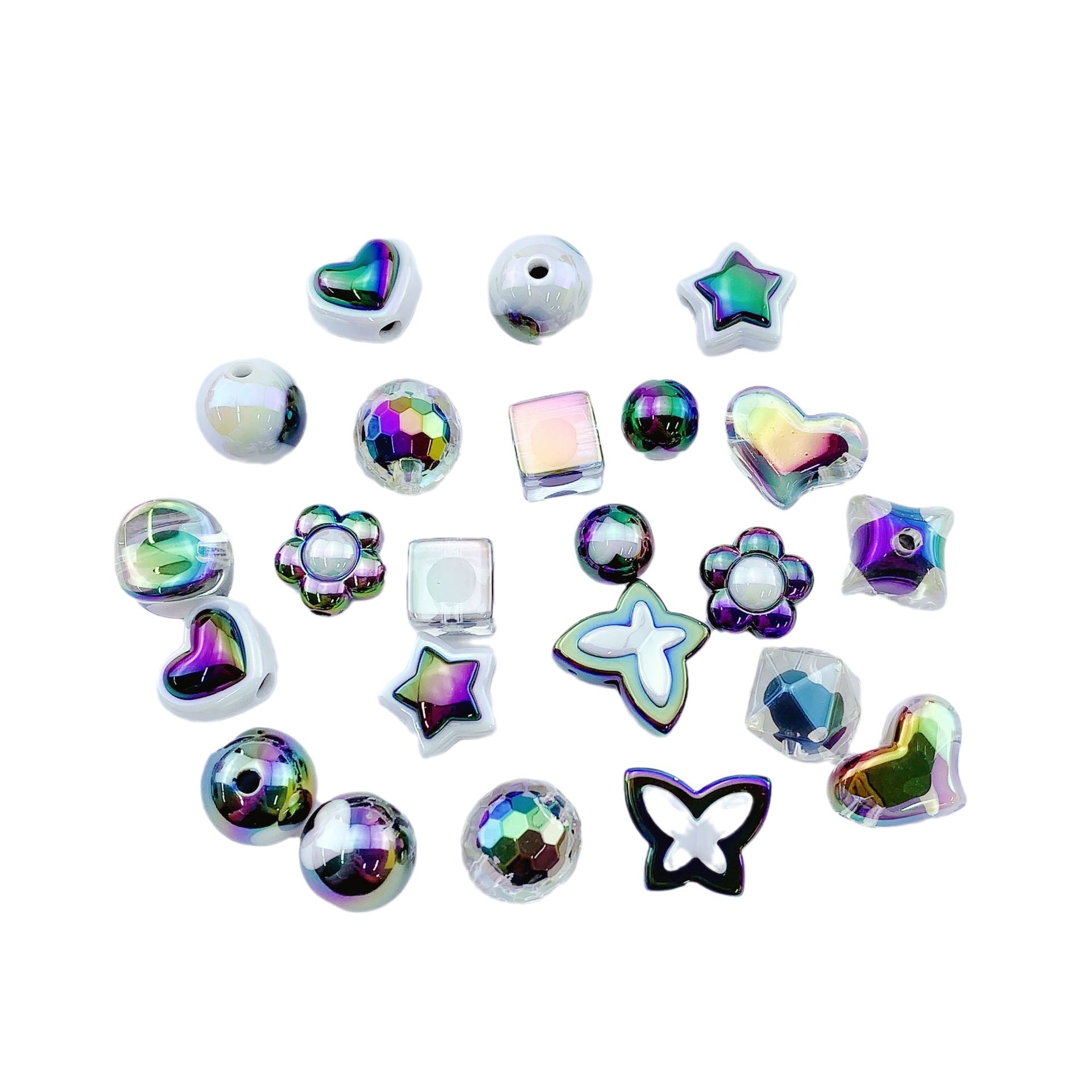 Wholesale of 10PCS Acrylic UV Coated Dark Series Straight Hole Beads