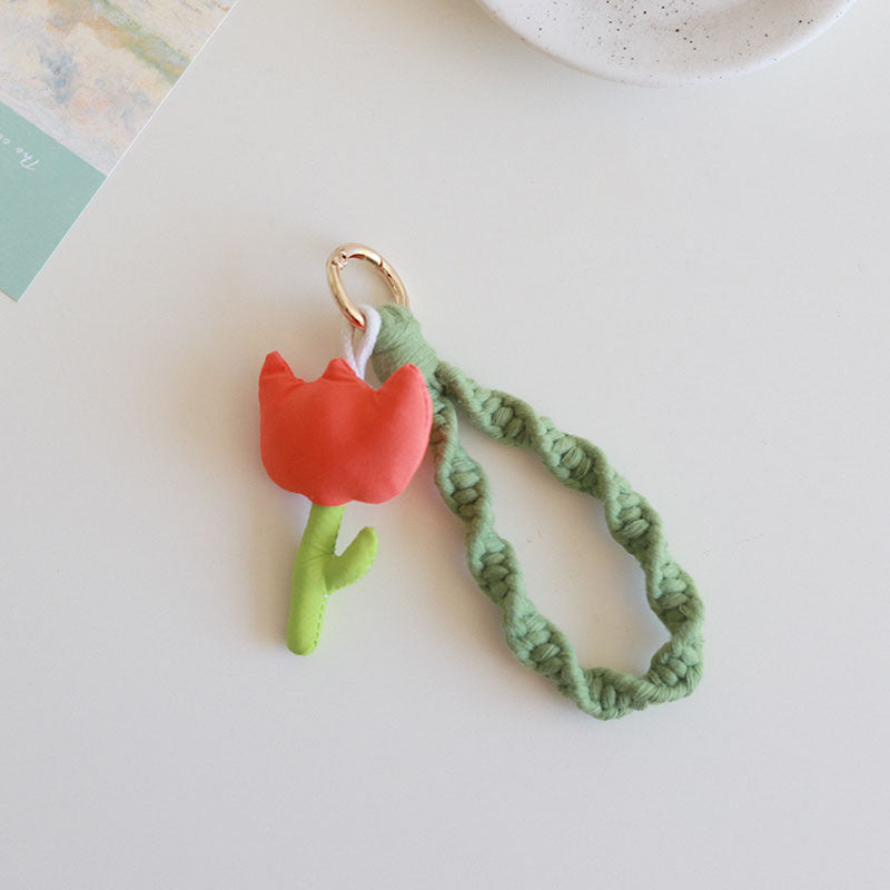 Wholesale Cotton Rope Tulip Handwoven Wrist Strap Keychain