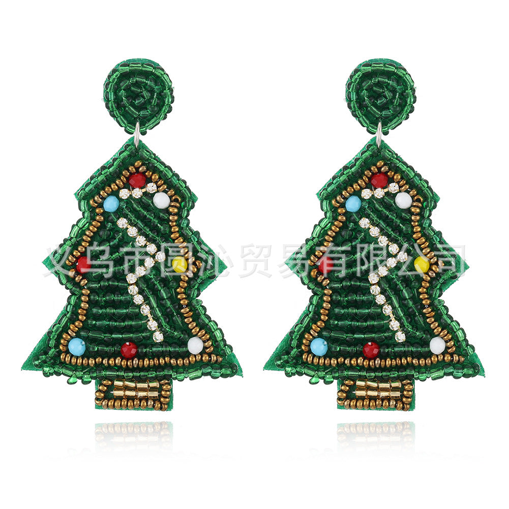 Wholesale Christmas Fabric Beads Hand Stitched Earrings