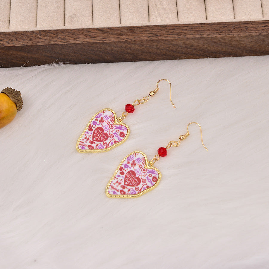 Wholesale Leopard Love Valentine' s Day Love Letter Earrings