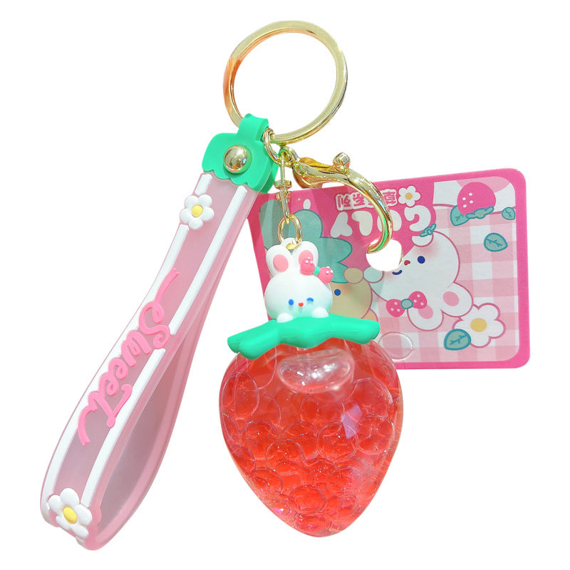 Wholesale Acrylic Strawberry Cream Fruit Jar Oil Keychain