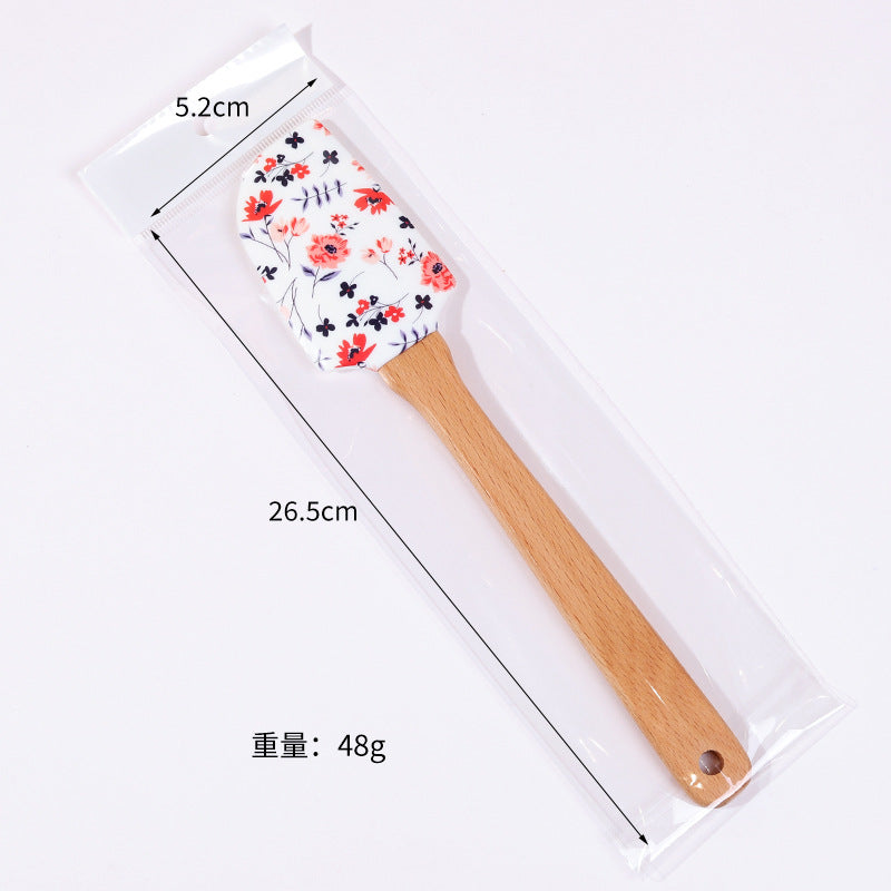 Wholesale Medium pointed silicone wood handled cream cake spatula