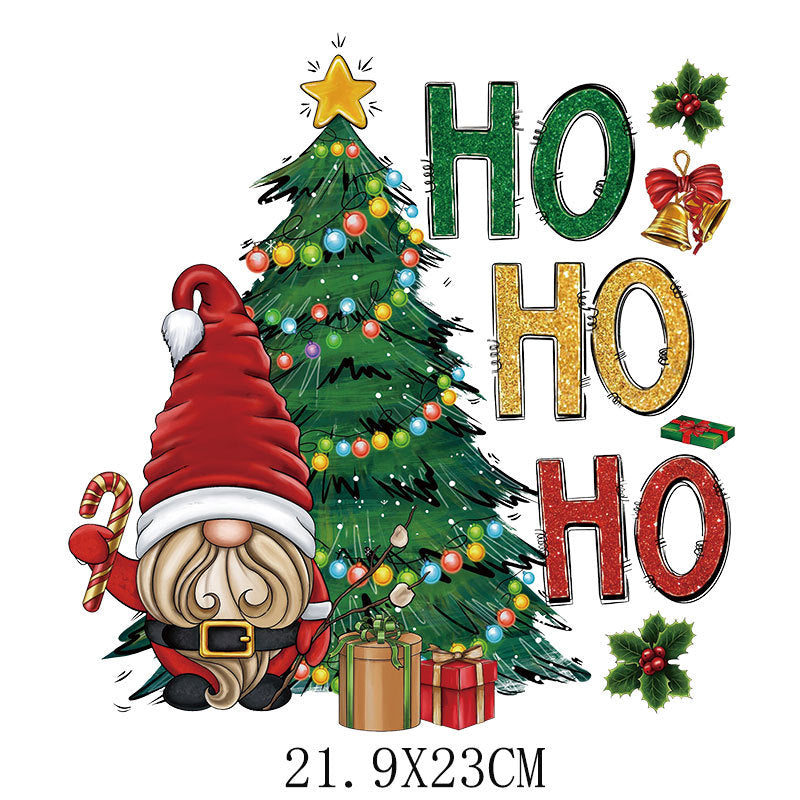 Wholesale Christmas tree and old man heat transfer print  UV DTF Ready to Press Transfers Wraps
