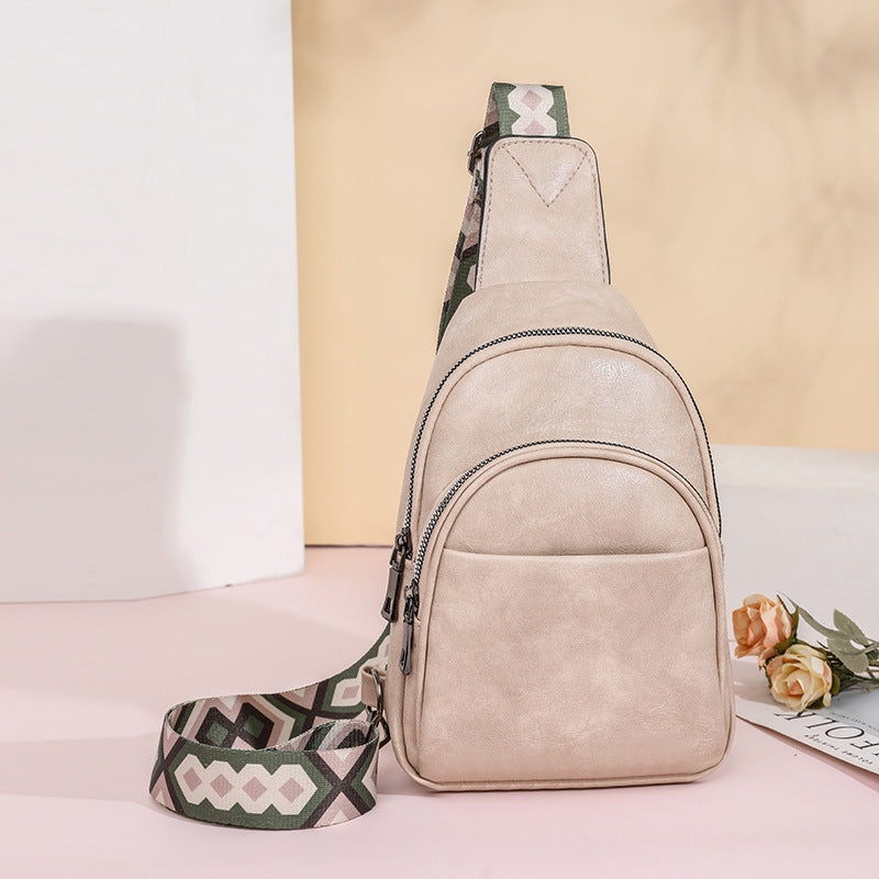 Wholesale PU Autumn and Winter Wide Shoulder Strap Casual Sports Chest Bag