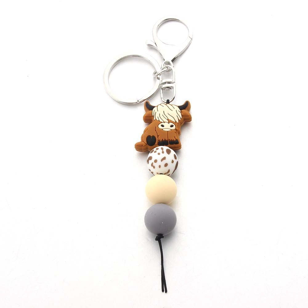 Wholesale Cow Tooth Hat Letter Silicone Bead Keychain