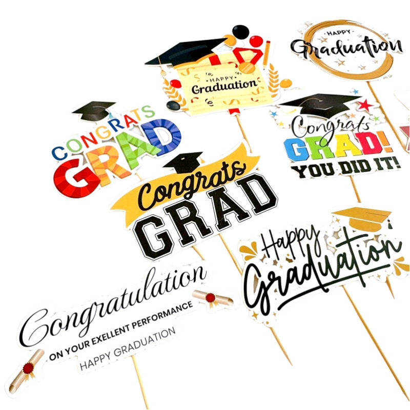 Wholesale 5PCS/PACK Graduation Season Acrylic Paper Cake Card Decoration