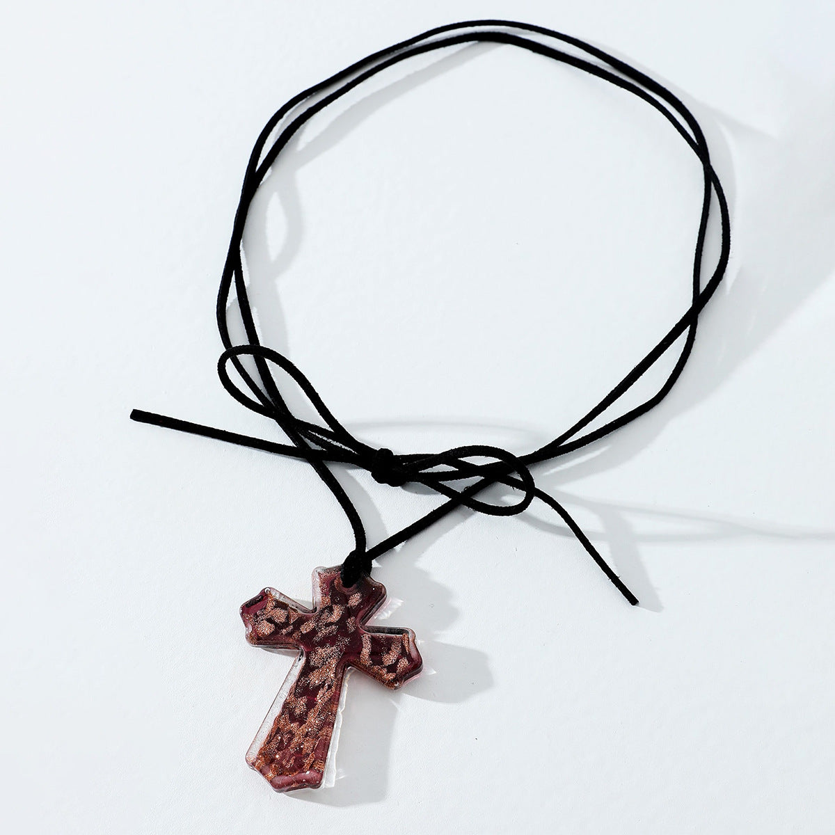 Wholesale Glass Sun Cross Geometric Pendant Rope Necklace