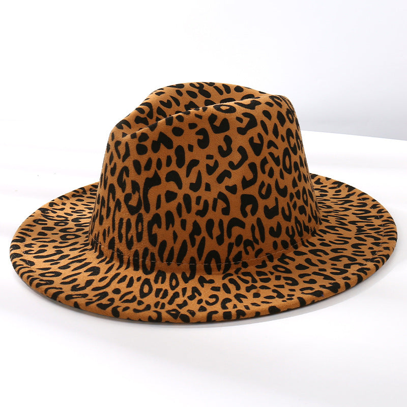 Wholesale Leopard Patterned Woolen Jazz Top Hats