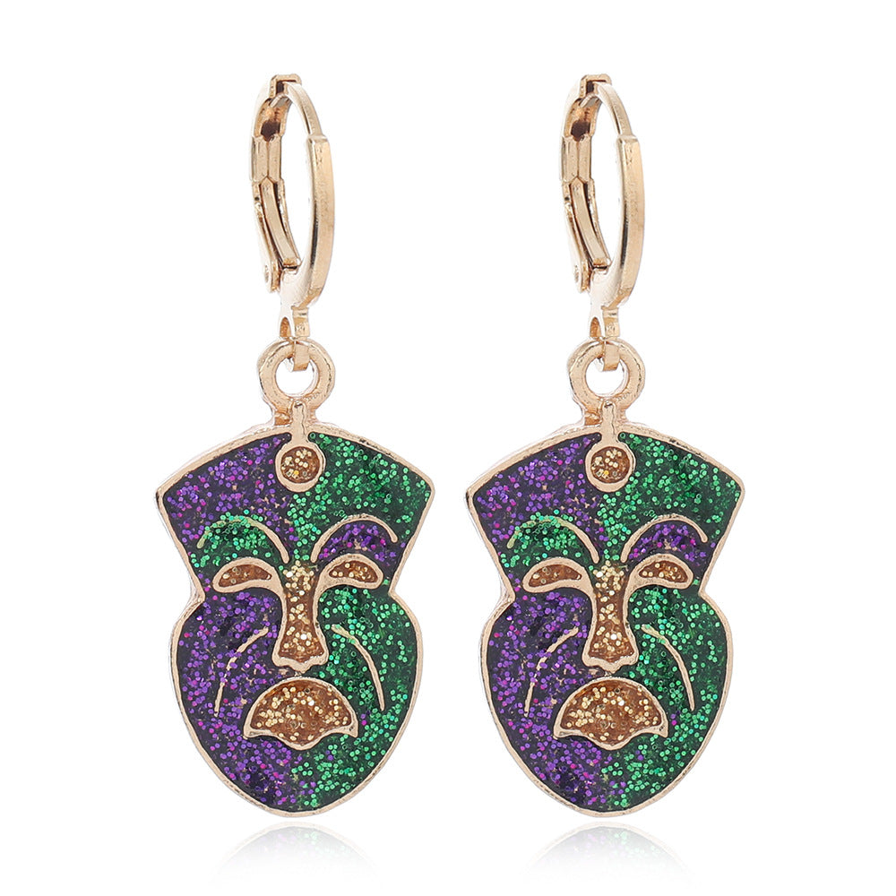 Wholesale Carnival Flash Iris Flower Mask  Crown Trendy Fashion All-match Earrings