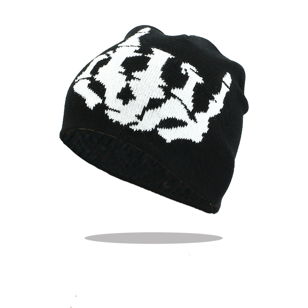 Wholesale Graffiti Knit Hat Autumn Winter Warm Skull Gesture Beanie Hat