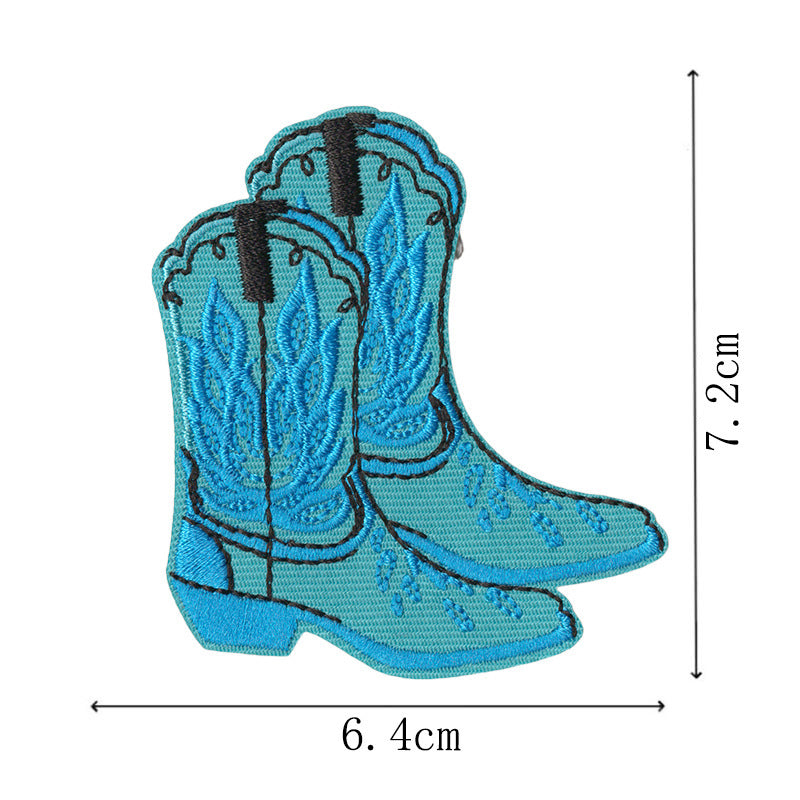 Wholesale Cartoon Cowboy Boot Embroidered Patches Iron On DIY Fashion Accessory For Clothing Gift Boutique Resale