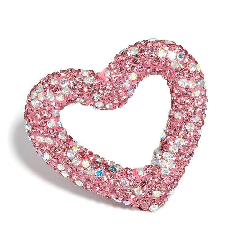 Wholesale 10pcs Rhinestone Colored Hollow Love Clay Beads Heavy Industry Cute Beads DIY