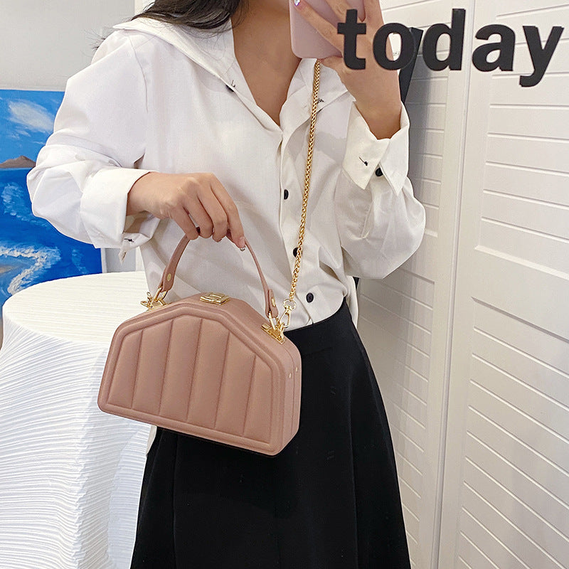 Wholesale Simple Solid Color Chain Bag Shoulder Crossbody Bag Pleated Handbag
