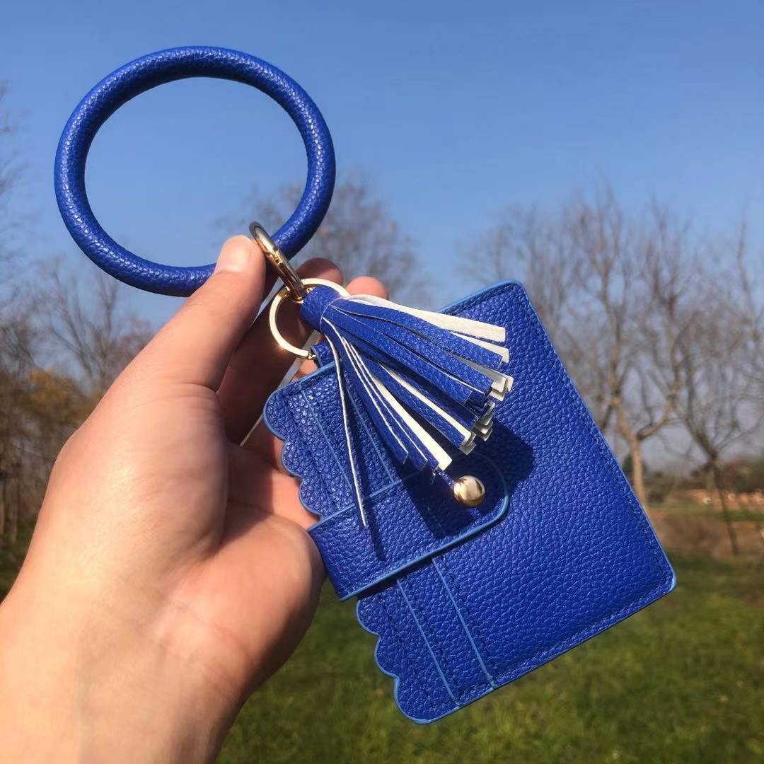 Wholesale Fashion Leopard Print PU Leather Tassel Coin Purse Keychain