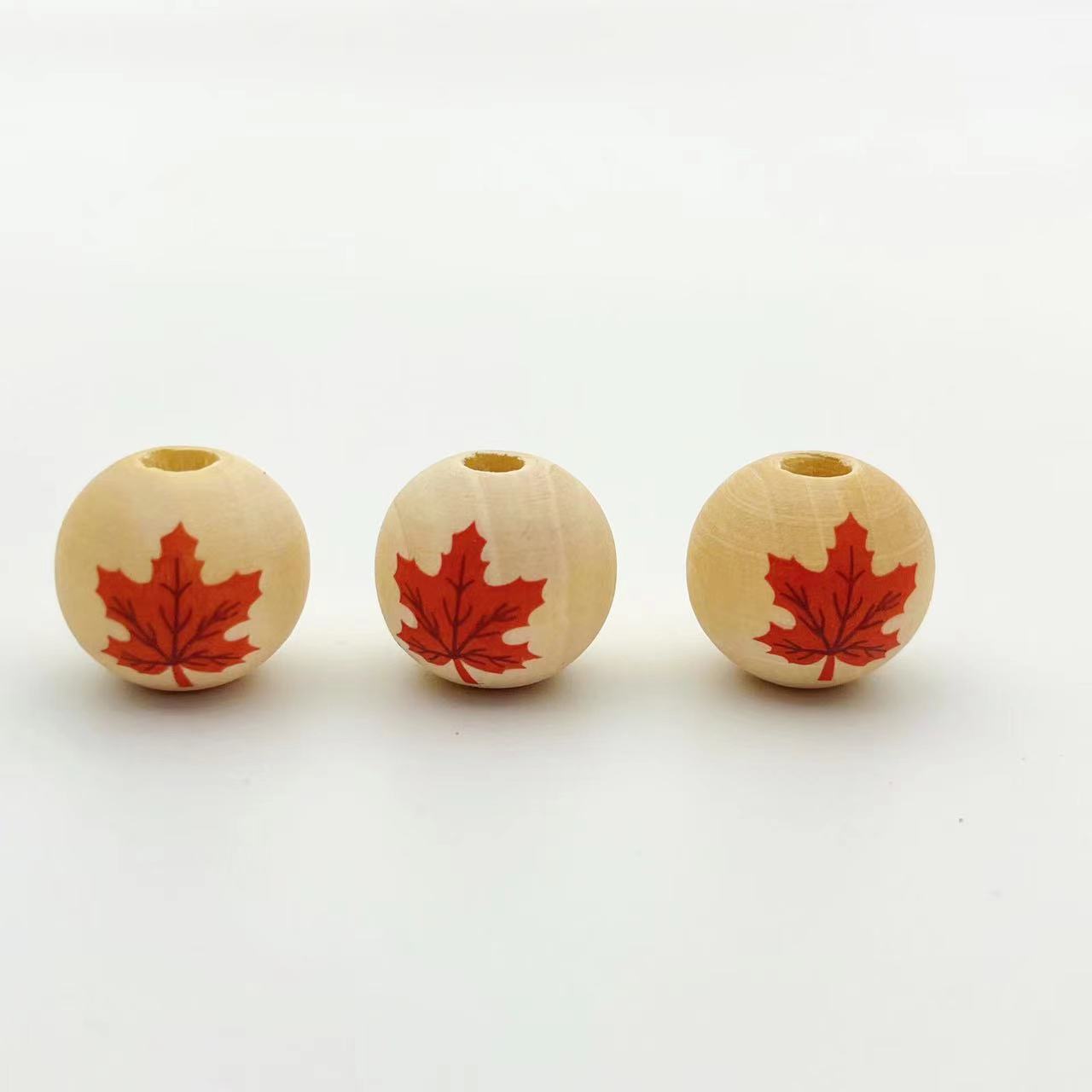 Wholesale 10pcs Autumn Thanksgiving Wooden Beads
