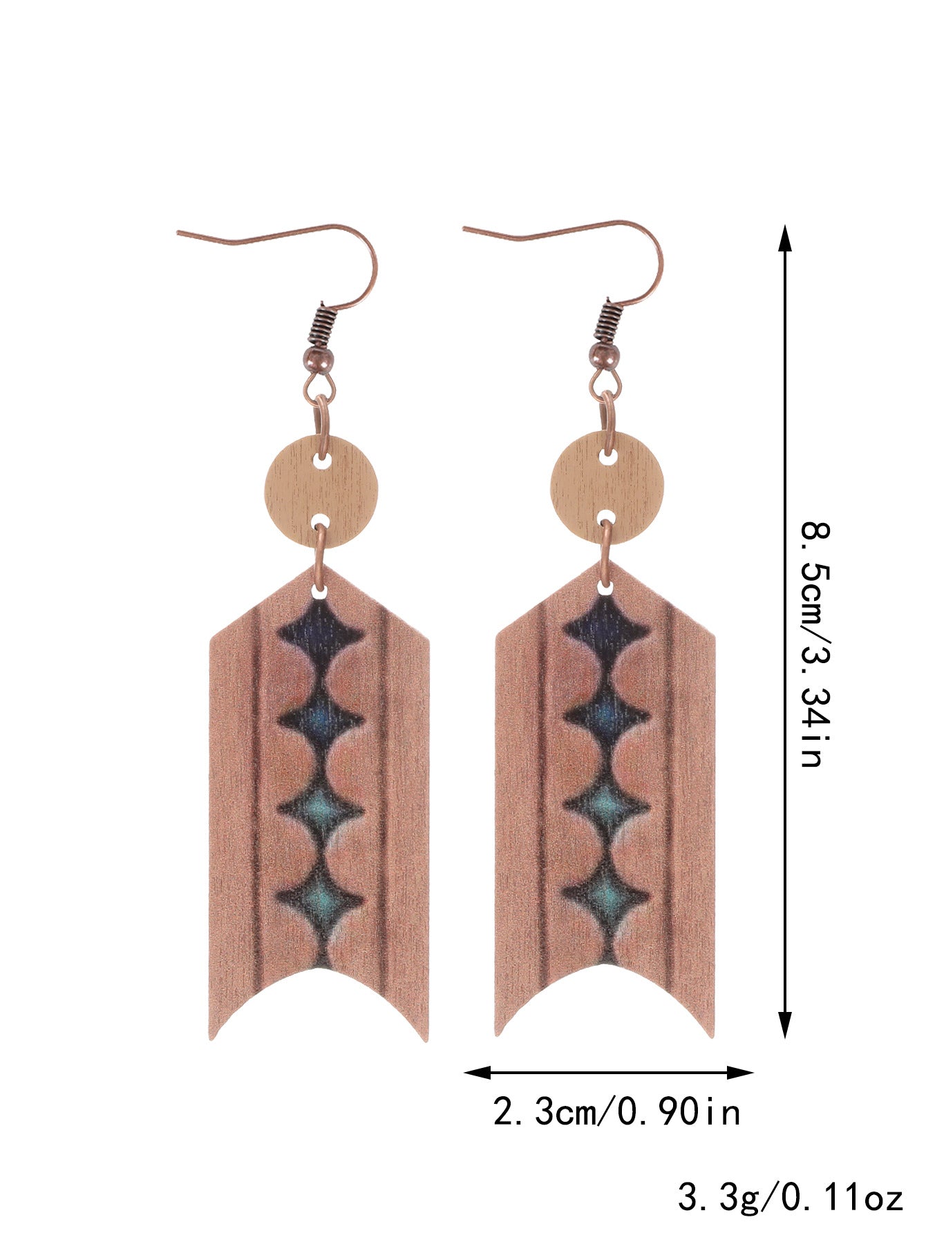 Wholesale Cross  Western Style  Cow Head Flower Pattern Wooden Earrings