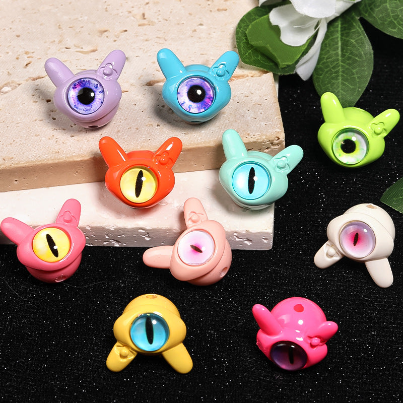 Wholesale 50pcs Dopamine One-eyed Little Monster Cat Eye Beads Devil's Eye Acrylic Diy Beads