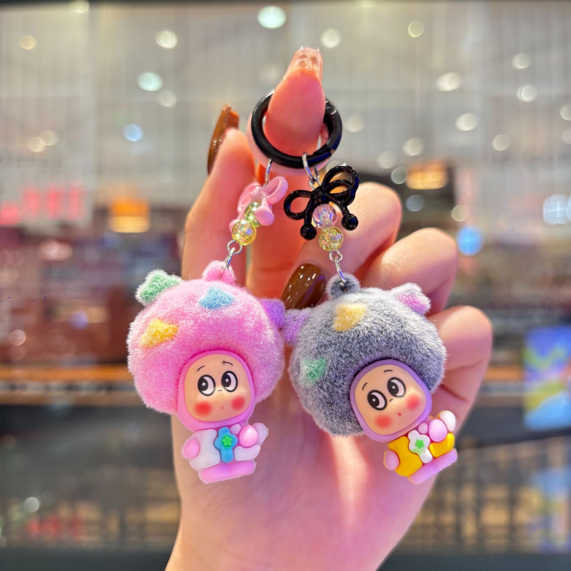 Wholesale Plush Explosion Head Cute Cartoon Pvc Soft Glue Keychain