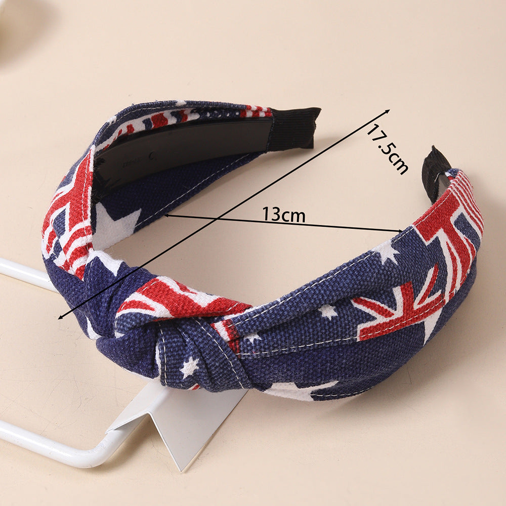 Wholesale Denim Printed Knotted Fabric Hair Bands