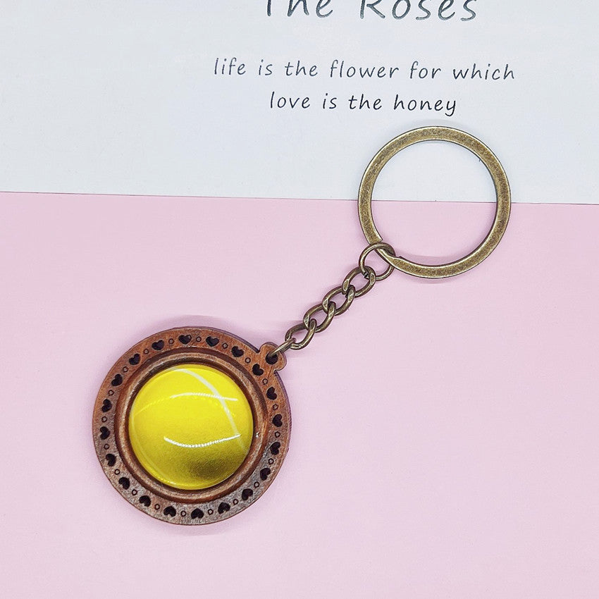 Llavero de béisbol de fútbol de madera al por mayor