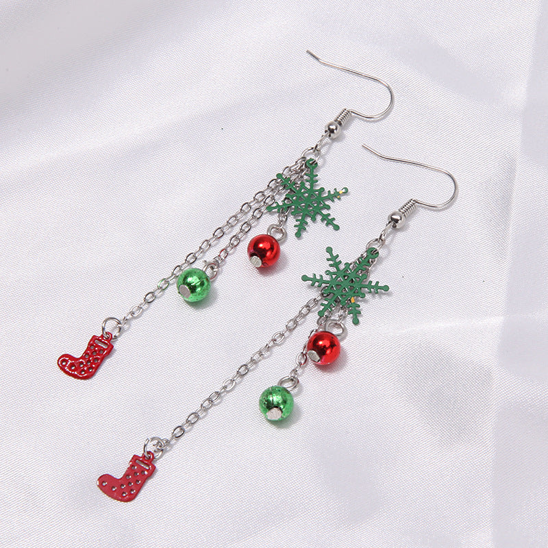 Wholesale Christmas Series Fashion Alloy Christmas Tree Old Man Bell Elk Candy Cane Earrings