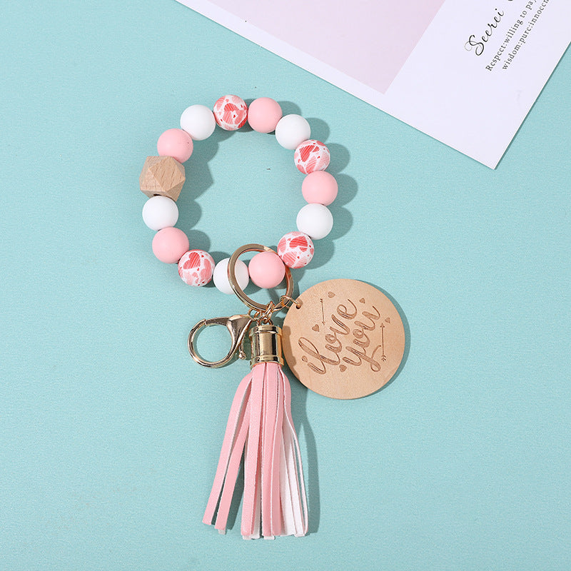 Wholesale Colorful Silicone Beaded Wrist Keychain