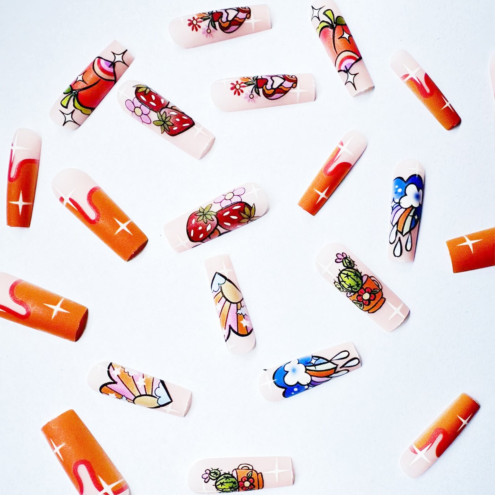 Wholesale Strawberry Cactus Peach Fruit Nail Stickers